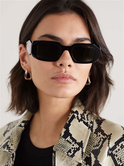 prada square-frame metal and acetate sunglasses|original prada sunglasses.